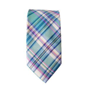 Tommy Hilfiger Silk Sail Plaid Tie Pink Blue White Classic Preppy 57.5" X  3.5"
